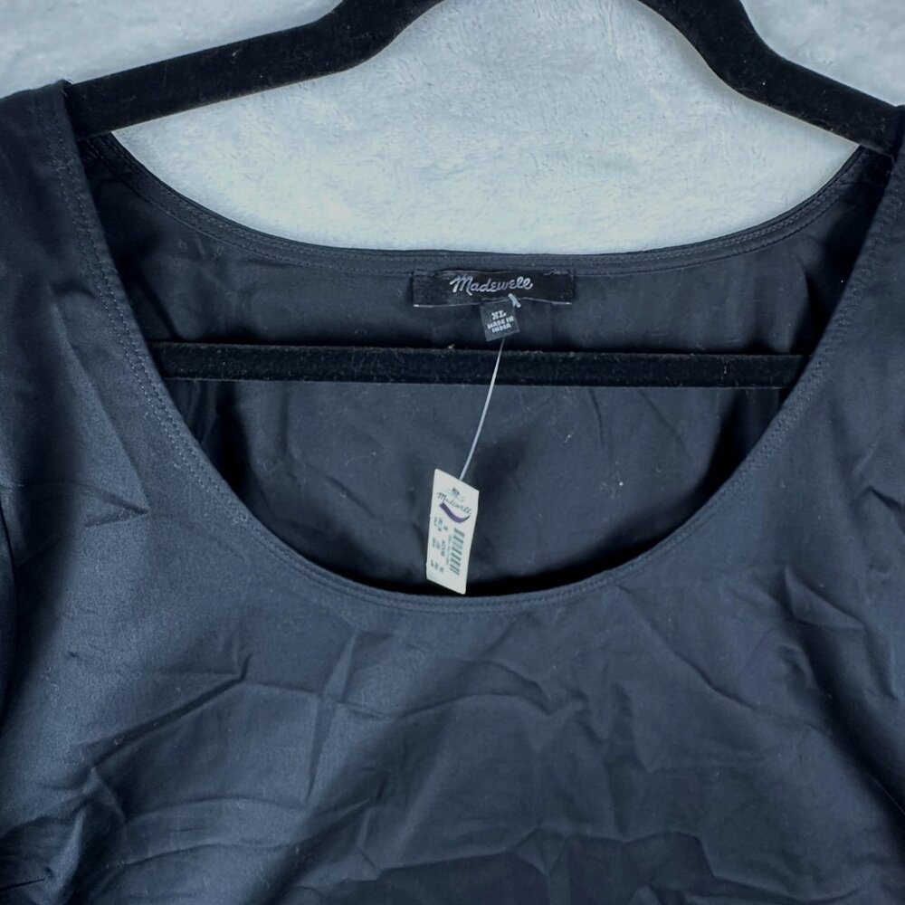 Madewell Womens Relaxed Scoopneck Short-Sleeve Top Black Sz XL Puff Sleeves NWT - Picture 9 of 11